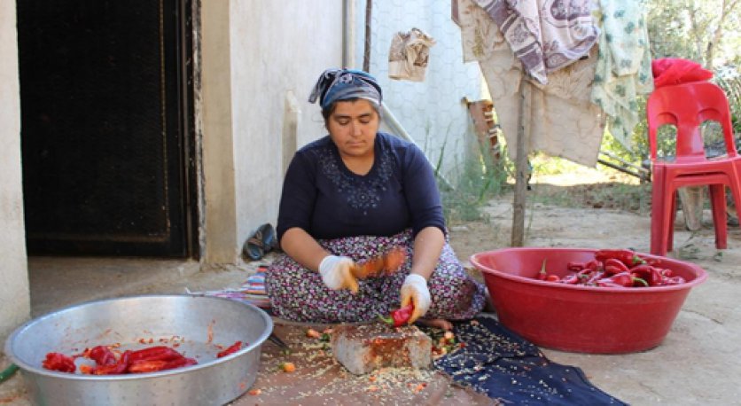 Hataylı kadınlar salça yapımına başladı 